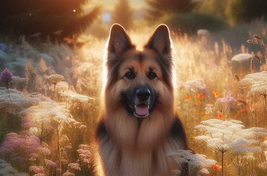 Deutscher Schäferhund auf Sommerwiese